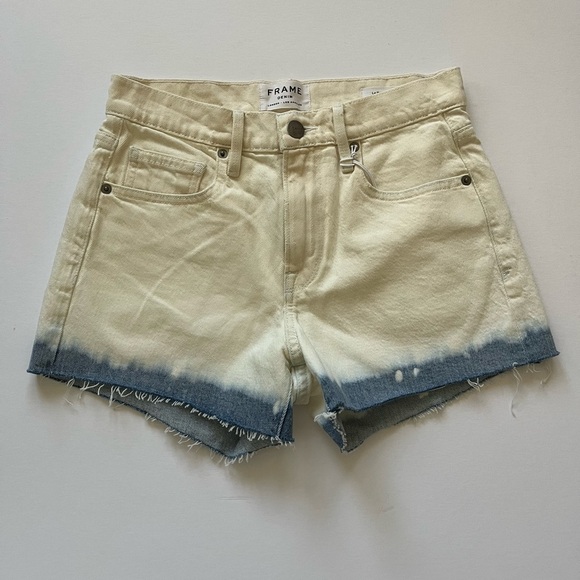 FRAME Two Tone White & Blue Le Bridgette High Waisted Short Women’s Size 25 NWT - Picture 3 of 16